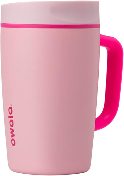 Owala SmoothSip Slider Insulated Stainless Steel Coffee Tumbler, Reusable Iced Coffee Cup, Hot Coffee Travel Mug, BPA Free 20 oz, Grey/Blue (High Dive)