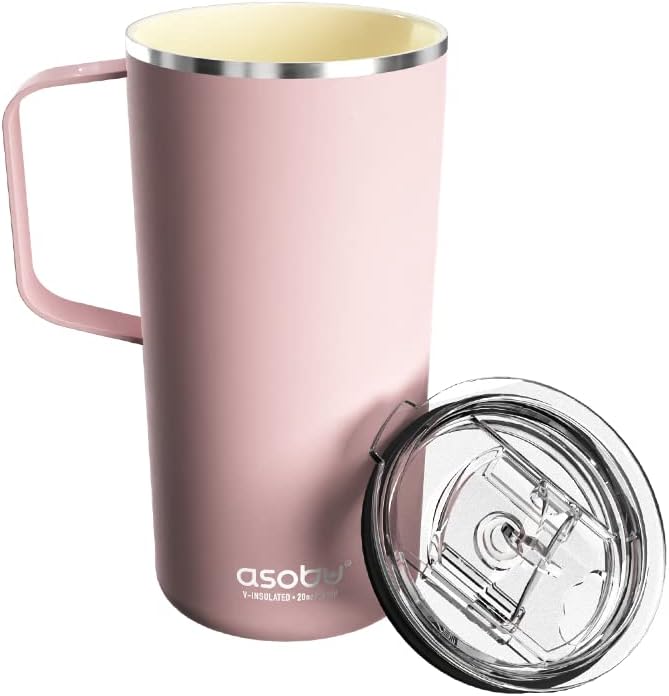 asobu Ultimate Ceramic Travel Mug, 12oz Insulated Stainless Steel Coffee Cup with Handle & Splash-Resistant Lid, Ceramic Lined for Pure Taste, BPA-Free, Double-Wall Vacuum for Hot Drinks