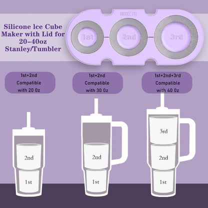 Ice Mold for Stanley Cup 30/40 Oz - Easy Fill and Release Without Touching Ice, Silicone Ice Cube Tray with Clear Lid and Bin for Freezer, Whiskey, Cocktail (Blue)