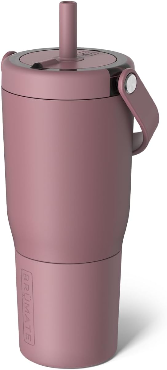 BrüMate Resa 35oz 100% Leakproof Tumbler w/Handle & Straw | Flexible SoftSip Straw | Silicone Sleeve for Durability | Stainless Steel | Cup Holder & Travel Friendly Water Bottle (Java)