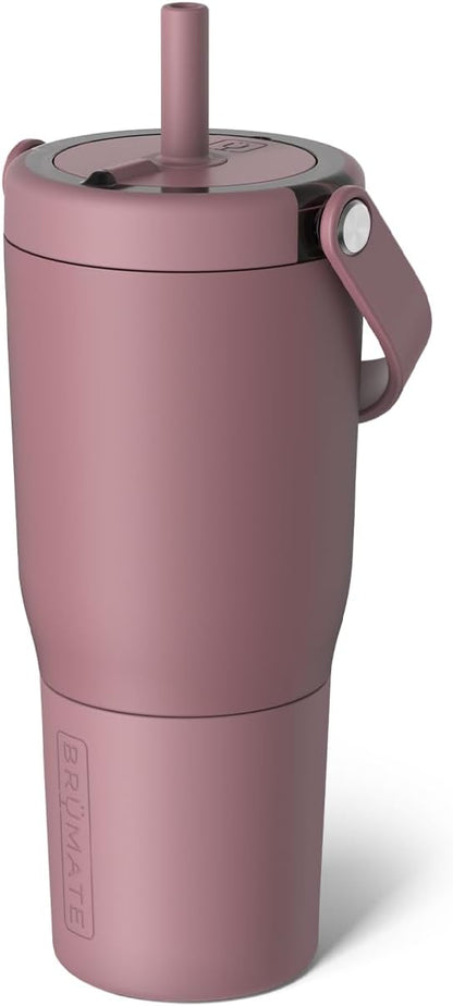 BrüMate Resa 35oz 100% Leakproof Tumbler w/Handle & Straw | Flexible SoftSip Straw | Silicone Sleeve for Durability | Stainless Steel | Cup Holder & Travel Friendly Water Bottle (Java)