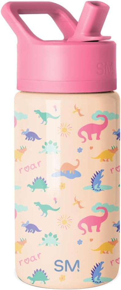 Simple Modern Kids Water Bottle with Straw Lid | 14oz Insulated Stainless Steel Kids Tumbler & Spill Proof Toddler Cup for School, Girls, Boys | Summit | Chloe Floral - Colors B