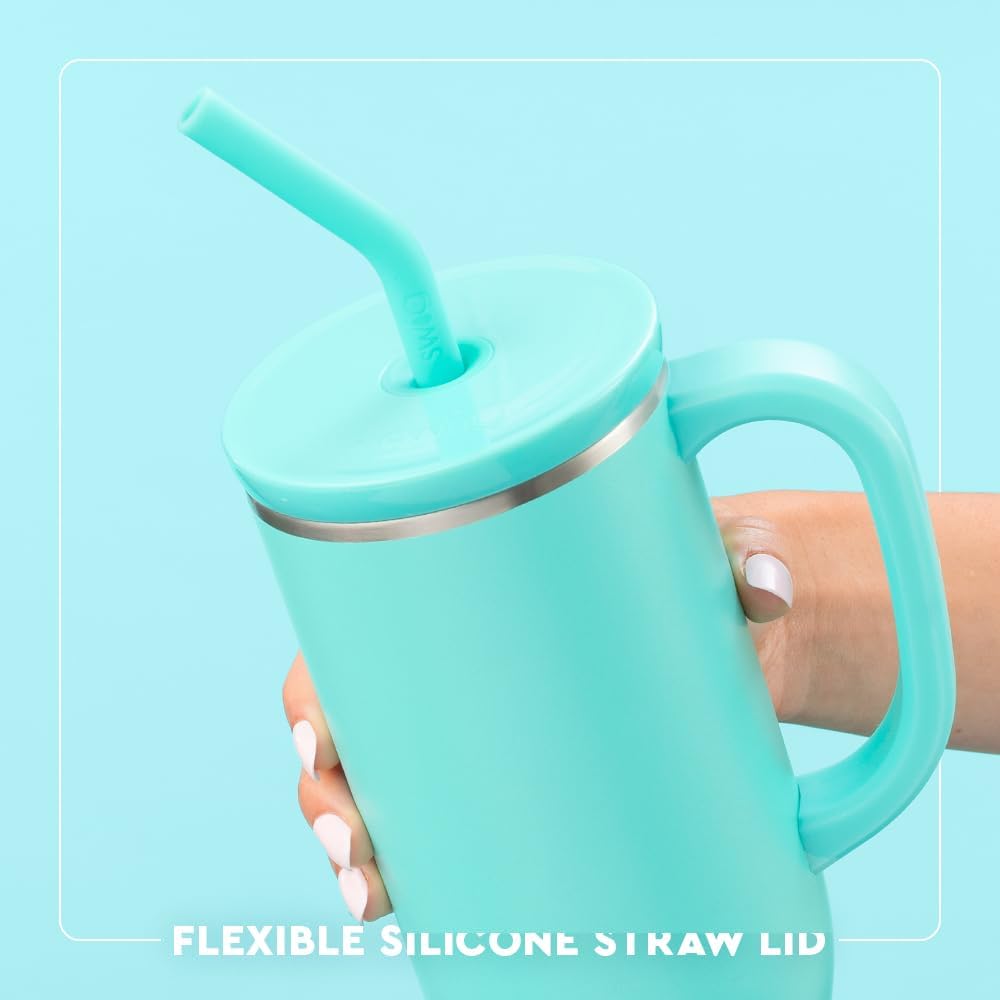 Swig Life 40oz Mega Mug, 40 oz Tumbler with Handle and Straw, Cup Holder Friendly, Dishwasher Safe, Extra Large Insulated Tumbler, Stainless Steel (Pickleball)