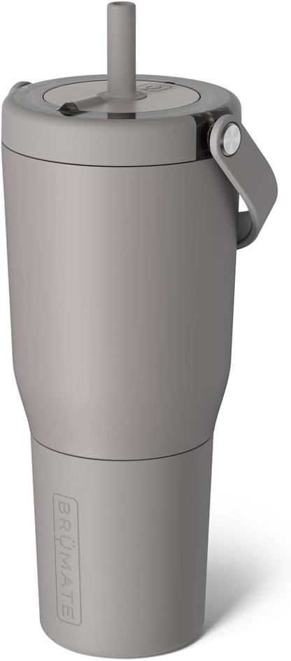 BrüMate Resa 35oz 100% Leakproof Tumbler w/Handle & Straw | Flexible SoftSip Straw | Silicone Sleeve for Durability | Stainless Steel | Cup Holder & Travel Friendly Water Bottle (Java)
