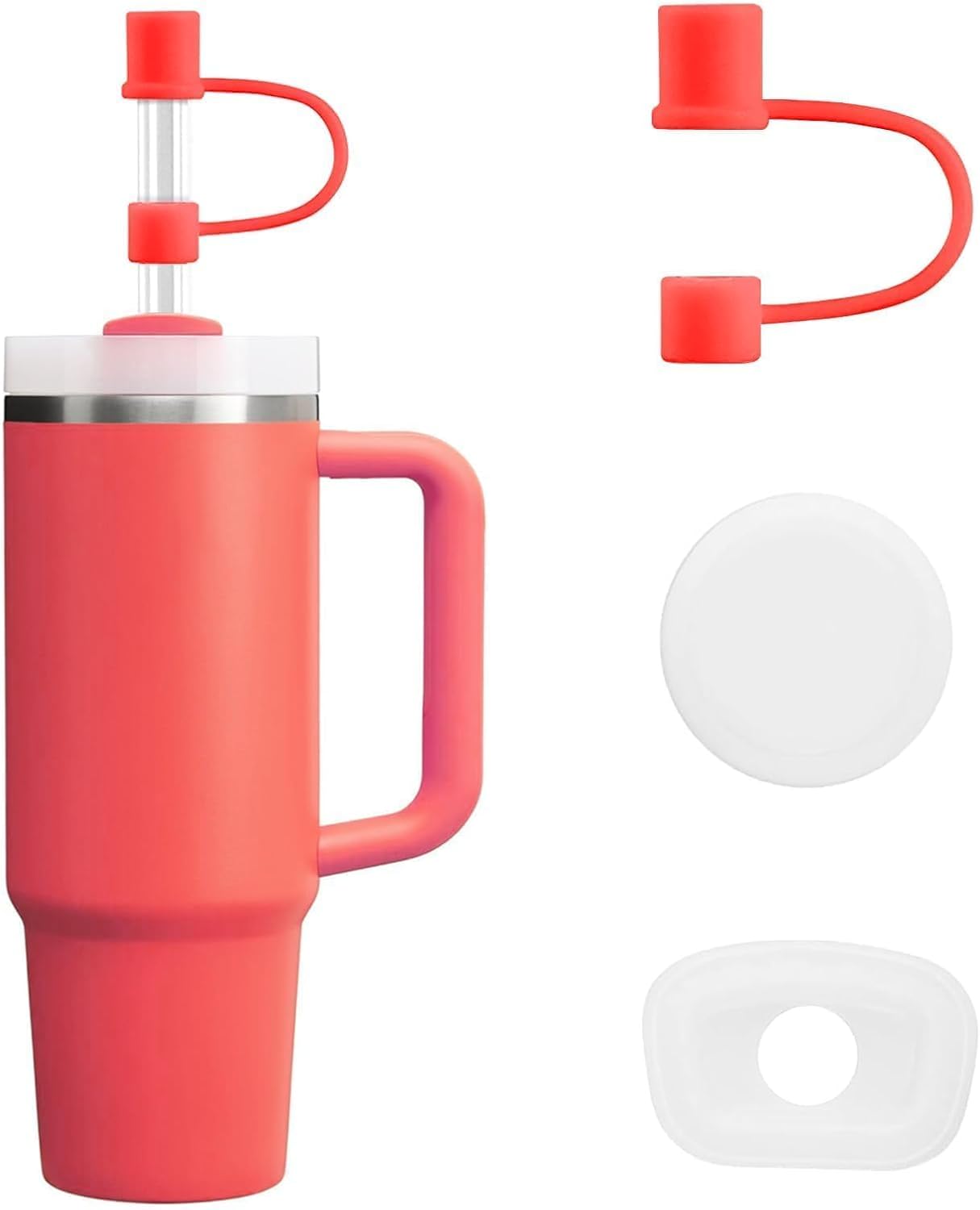 MOLOSLEEVE 21 Colors Straw Toppers Include A Set of Leak-proof Plugs, for Stanley Straw Covers Cap for Stanley Cup 2.0 30oz, 40oz, Silicone, Dust-Proof （Clear）