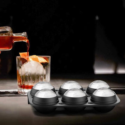 ROTTAY Ice Cube Trays (Set of 2), Sphere Ice Ball Maker with Lid & Large Square Ice Cube Maker for Whiskey, Cocktails and Homemade, Keep Drinks Chilled Black