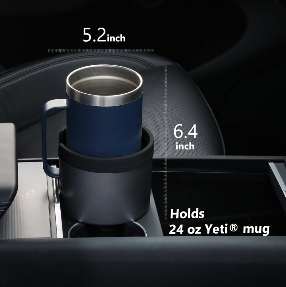 Seven Sparta Car Cup Holder Expander with Offset Adjustable Base, Compatible with Hydro Flasks 32/40 Ounce, Compatible with Yeti Ramblers 20/26/30 Ounce, Other Bottles in 3.4"-3.8" (Black)