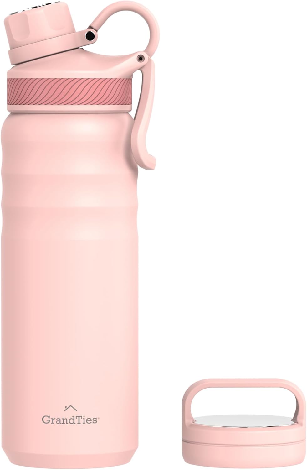 GRANDTIES 2 Lids Sports Stainless Steel Water Bottles – Wide Mouth Vacuum Insulated Reusable Leak Proof BPA-Free Travel Metal Canteen, Thermal Bottles for Men Women Gym (Ivory White 32 oz)