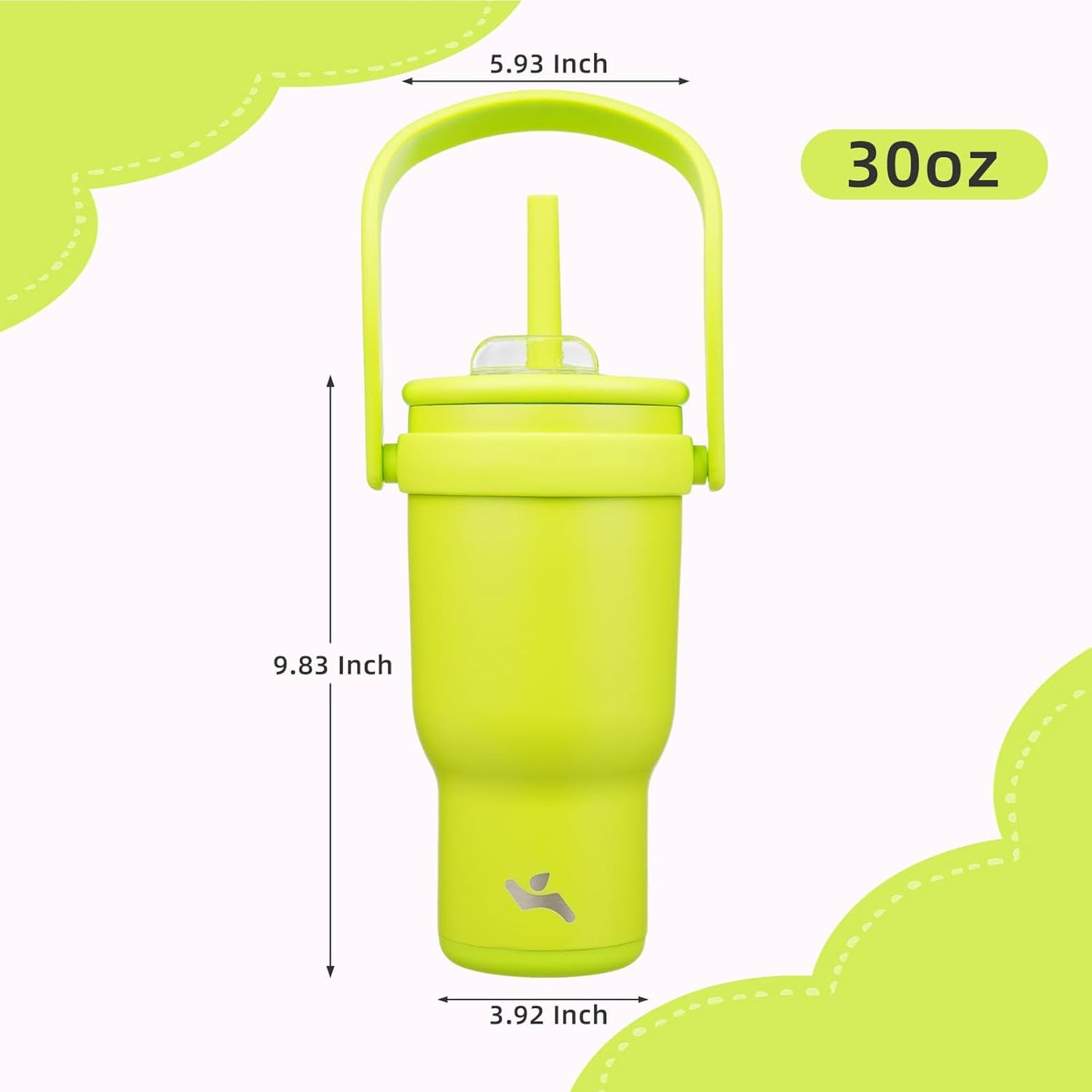Konokyo 30 oz Tumbler with Side Handle, Insulated Water Bottle with Straw and 2 in 1 Lid, Stainless Steel Cup Travel Coffee Mug for Sports Office Gym,Purple