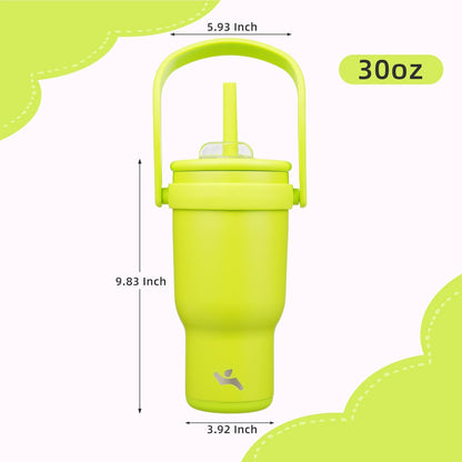 Konokyo 30 oz Tumbler with Side Handle, Insulated Water Bottle with Straw and 2 in 1 Lid, Stainless Steel Cup Travel Coffee Mug for Sports Office Gym,Purple