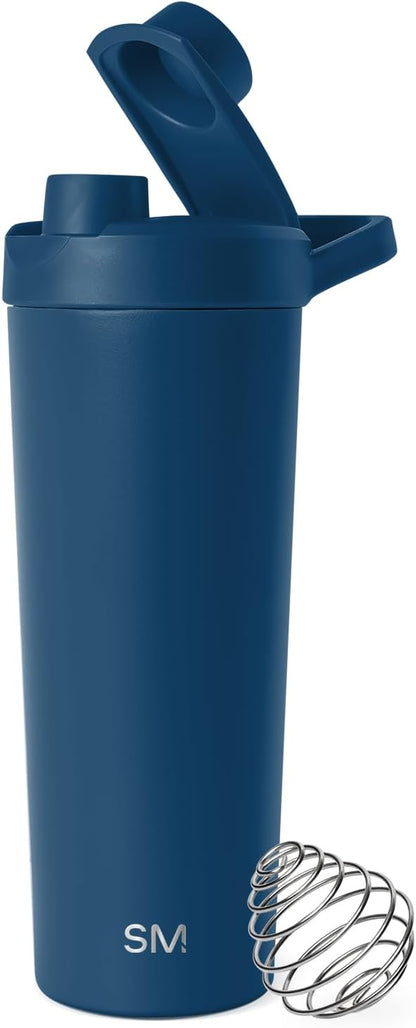 Simple Modern Stainless Steel Shaker Bottle with Ball 24oz | Metal Insulated Cup for Protein Mixes, Shakes and Pre Workout | Rally Collection | Almond Birch
