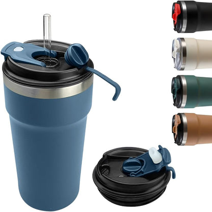 SPLMIFA Travel Coffee Mug Leak-Proof, Reusable Coffee Cups with Lids, Stainless Steel Vacuum Insulated Coffee Tumblers, Thermal Insulation Cup for Men and Women Hot & Cold Drinks(2nd-Green Pink, 12OZ)