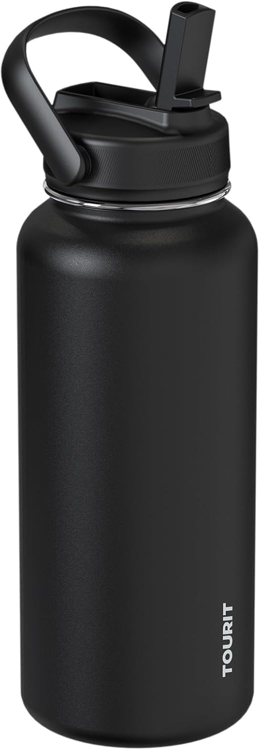 TOURIT 32 oz Insulated Water Bottle, Stainless Steel Sports Water Bottles With Top Handle, Double-Wall Travel Thermal Water Flask, BPA Free Leakproof Water Bottle for Sports and Travel,Pink