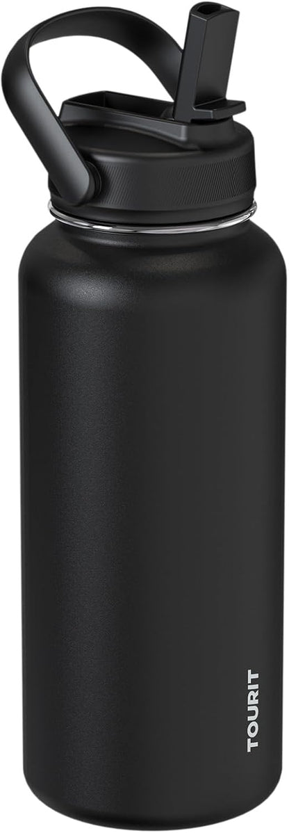 TOURIT 32 oz Insulated Water Bottle, Stainless Steel Sports Water Bottles With Top Handle, Double-Wall Travel Thermal Water Flask, BPA Free Leakproof Water Bottle for Sports and Travel,Pink