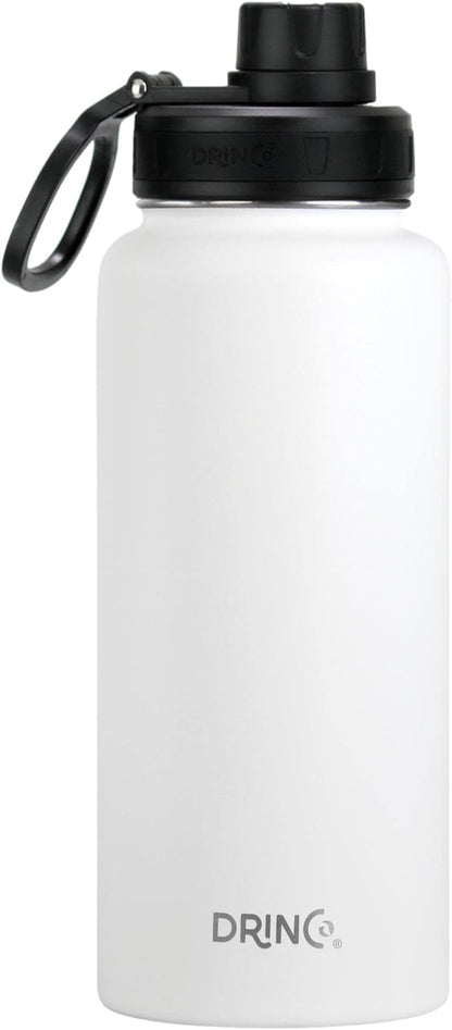Drinco Stainless Steel Water Bottle Spout Lid Vacuum Insulated Double Wall Water Bottle Wide Mouth (40oz 32oz 22oz 18oz 14oz) Leak Proof Keep Cold Sport Camping Hiking (22 oz, 22oz Black)