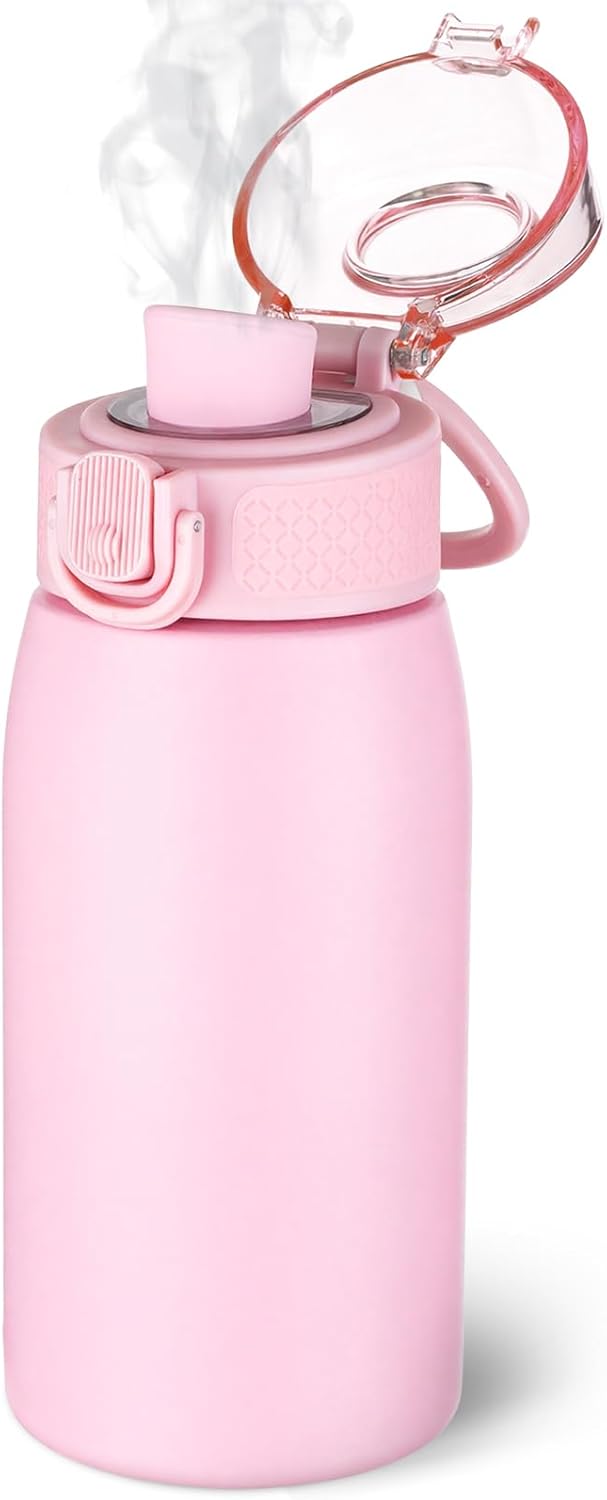Insulated Water Bottle 24 oz with Dustproof Lid, Carry Handle & Tea Infuser, BPA-Free & Leakproof, Stainless Steel Water Bottles Ideal for Fitness, Hiking, Office & Outdoor Use (Black)