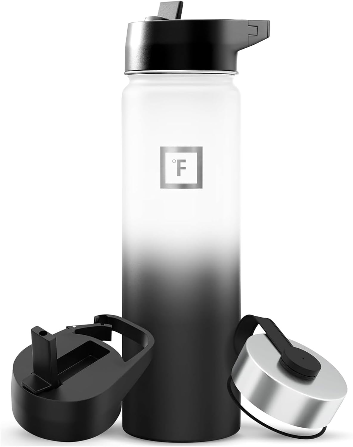 IRON °FLASK Camping & Hiking Hydration Flask with Straw, Wide Mouth Insulated Stainless Steel Sports Water Bottle - 22 oz Aurora