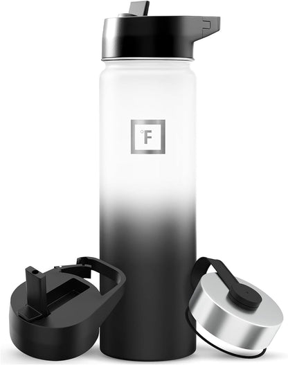 IRON °FLASK Camping & Hiking Hydration Flask with Straw, Wide Mouth Insulated Stainless Steel Sports Water Bottle - 22 oz Aurora