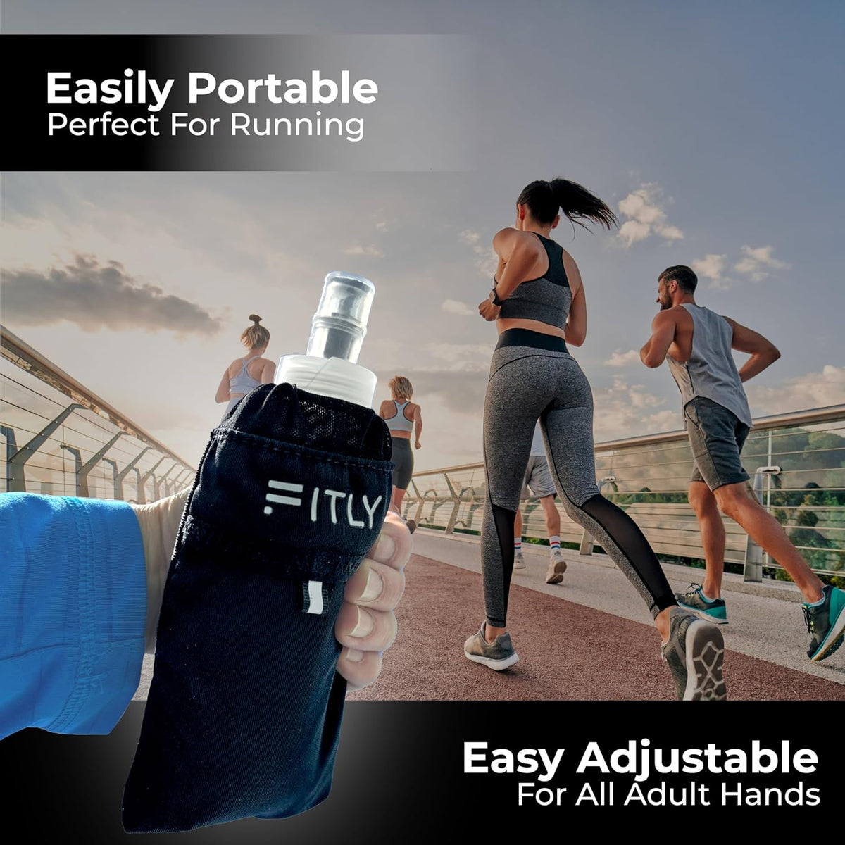 Handheld Running Water Bottle with Strap, 350ml Soft Flask