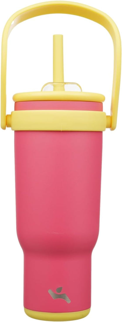 Konokyo 30 oz Tumbler with Side Handle, Insulated Water Bottle with Straw and 2 in 1 Lid, Stainless Steel Cup Travel Coffee Mug for Sports Office Gym,Purple