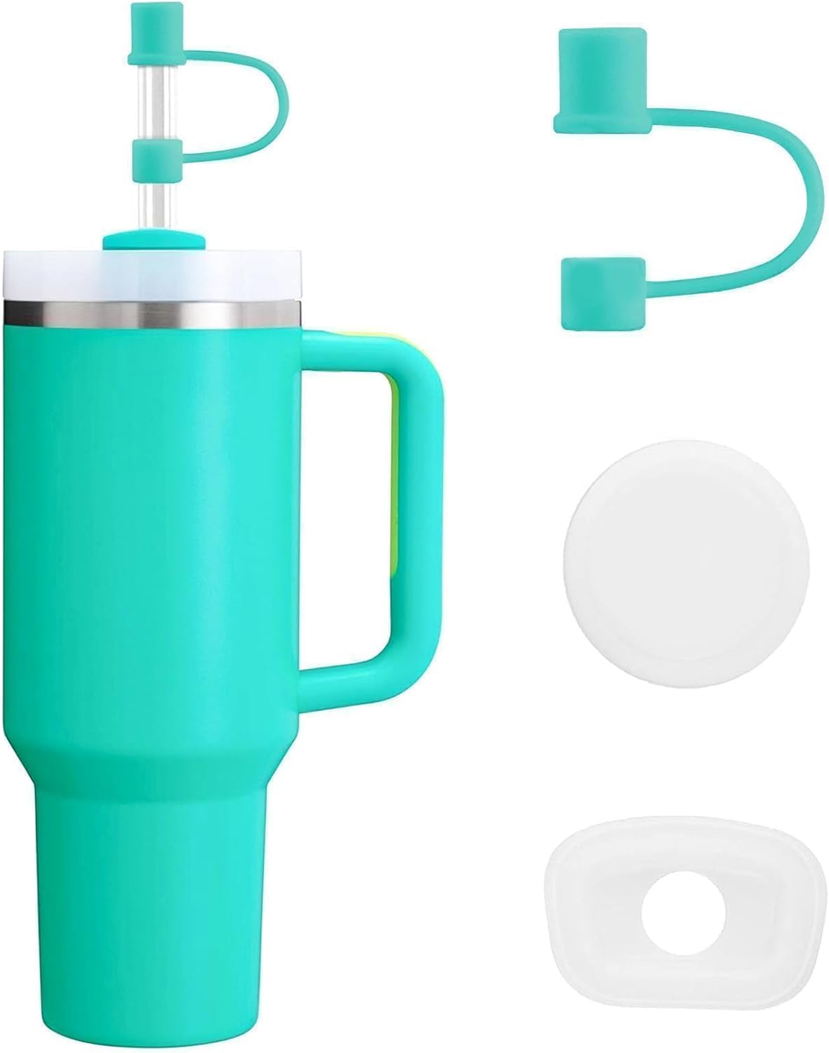 MOLOSLEEVE 21 Colors Straw Toppers Include A Set of Leak-proof Plugs, for Stanley Straw Covers Cap for Stanley Cup 2.0 30oz, 40oz, Silicone, Dust-Proof （Clear）