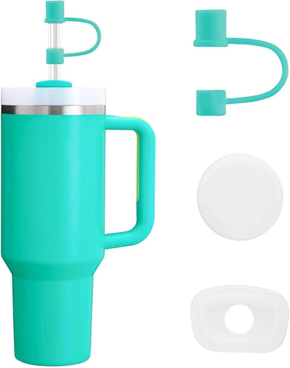 MOLOSLEEVE 21 Colors Straw Toppers Include A Set of Leak-proof Plugs, for Stanley Straw Covers Cap for Stanley Cup 2.0 30oz, 40oz, Silicone, Dust-Proof （Clear）