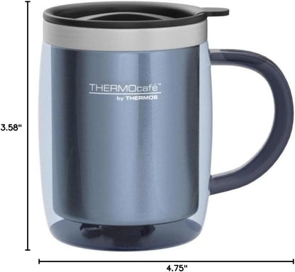 Thermos Translucent Desk Mug, Stainless Steel, Blue, S (Pack of 1), 450 ml