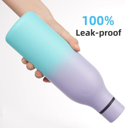Konokyo Insulated Water Bottle with Strap,18 oz Double Wall Stainless Steel Vacuum Bottles Metal Water Flask,Macaron Green - Colors A