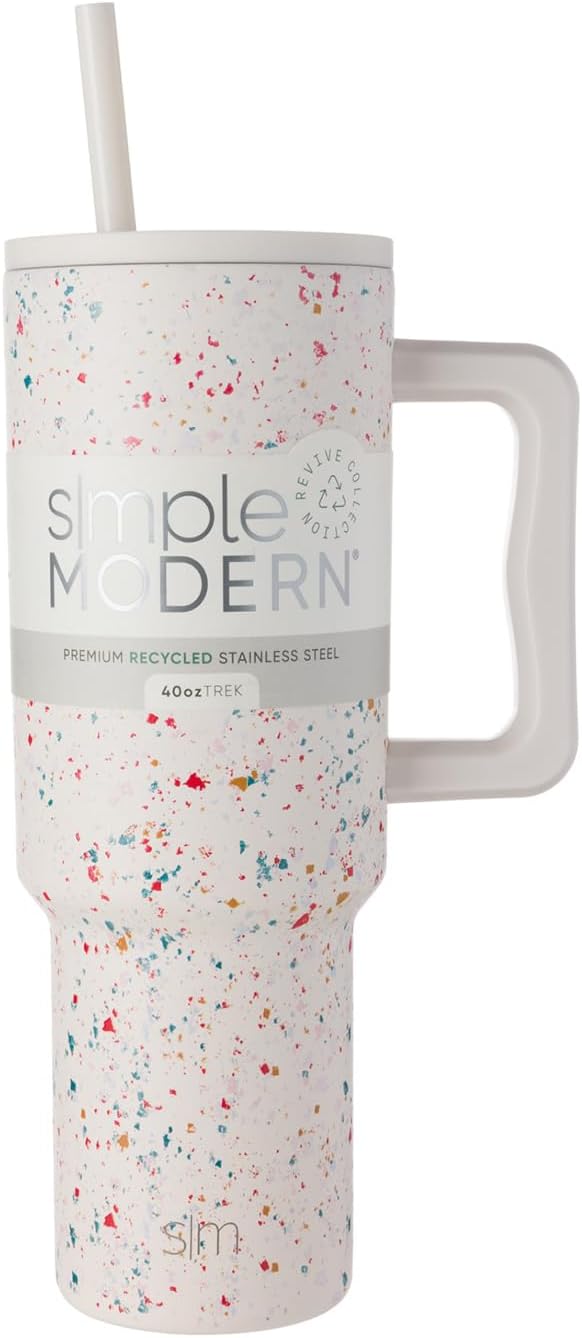 Simple Modern 40 oz Trek Tumbler with Handle and Straw Lid | Cup Holder Friendly Insulated Stainless Steel Travel Mug | Sea Glass Sage - Colors C