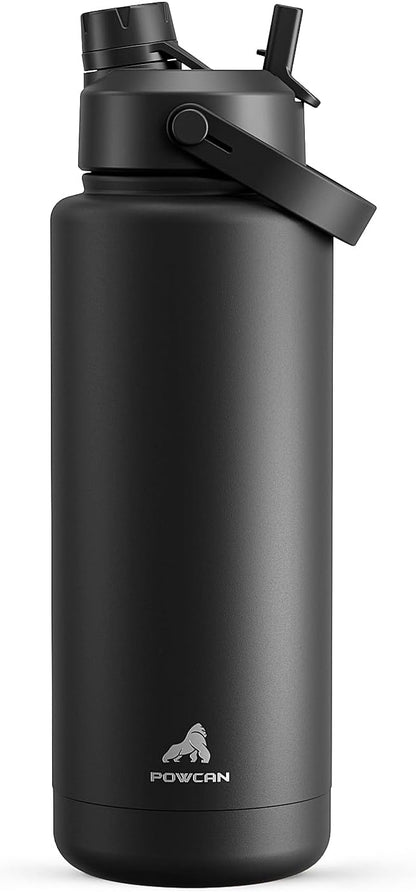 POWCAN 26 oz Insulated Water Bottle with 2-in-1 Straw and Spout Lid, Keep Cold 24H, Leak-Proof, Fits in Car Cup Holder, Stainless Steel Water Bottle for Sports, Travel, and School (Mint)