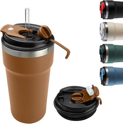 SPLMIFA Travel Coffee Mug Leak-Proof, Reusable Coffee Cups with Lids, Stainless Steel Vacuum Insulated Coffee Tumblers, Thermal Insulation Cup for Men and Women Hot & Cold Drinks(2nd-Green Pink, 12OZ)
