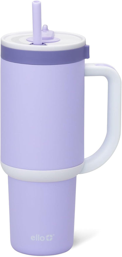Ello Oasis 40 oz Tumbler with Handle & Retracting Straw | Reusable Insulated Stainless Steel Cup 100% Leakproof, Gifts for Teens Women Men | Keeps cold for 24 Hours, Cup Holder Friendly, Daisies
