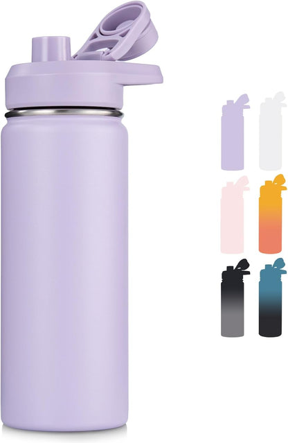 Fijinhom 24 oz Insulated Water Bottle with Handle, 304 Stainless Steel Water Bottles with Wide Mouth, Double Wall Vacuum Sports Water Bottle, BPA Free, Keep Cold and Hot, Black | with Handle