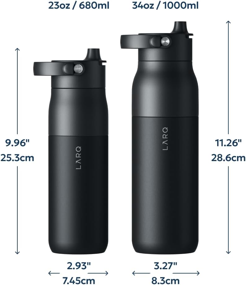 LARQ Swig Top — Insulated Stainless Steel Water Bottle with Straw, Detachable Silicone Handle, Vacuum 24h Cold, BPA-Free Metal Bottle for Gym, Travel, Office, Wide Mouth for Ice — 23 oz, Mojave Dune