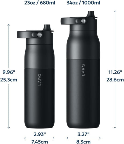 LARQ Swig Top — Insulated Stainless Steel Water Bottle with Straw, Detachable Silicone Handle, Vacuum 24h Cold, BPA-Free Metal Bottle for Gym, Travel, Office, Wide Mouth for Ice — 23 oz, Mojave Dune