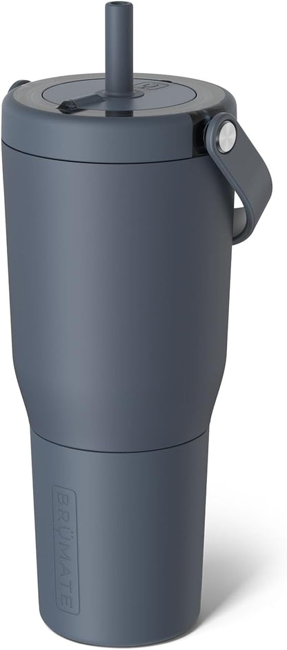 BrüMate Resa 35oz 100% Leakproof Tumbler w/Handle & Straw | Flexible SoftSip Straw | Silicone Sleeve for Durability | Stainless Steel | Cup Holder & Travel Friendly Water Bottle (Java)
