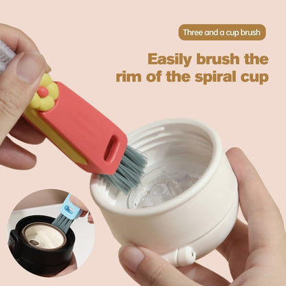 3 in 1 Cup Lid Cleaning Brush, 3 in 1 Multifunctional Cleaning Brush Portable Cup Lid Cleaner for Bottle Gap Tight Spaces Cup, Portable Cup Lid Cleaner with Brush, 3 Pcs