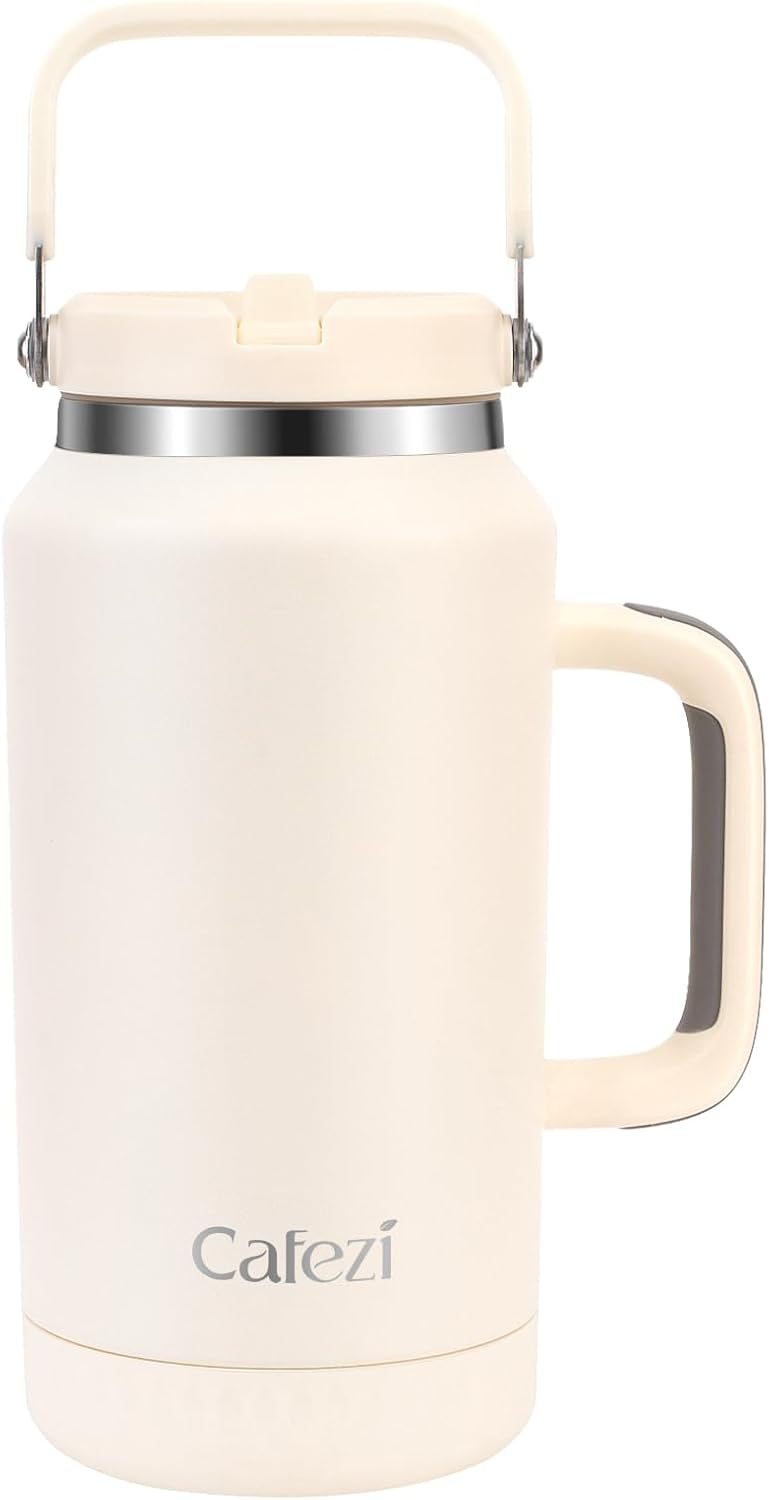 40 oz Insulated Tumbler with Top Handle and Flip Straw, Vacuum Insulated Stainless Steel Cup with Leak-Proof Lid, Sweat-Free, Fits Cup Holder, Keeps Ice Cold up to 30 Hours