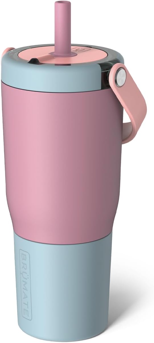 BrüMate Resa 35oz 100% Leakproof Tumbler w/Handle & Straw | Flexible SoftSip Straw | Silicone Sleeve for Durability | Stainless Steel | Cup Holder & Travel Friendly Water Bottle (Java)