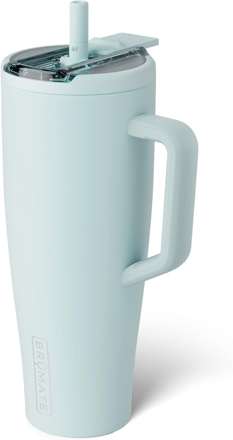 BrüMate Era Flip 30oz Tumbler with 100% Leakproof Covered Straw Lid | Hygienic Covered Straw | Insulated Stainless Steel Water Bottle with Handle | Cup Holder Friendly | BPA-Free (Sage)