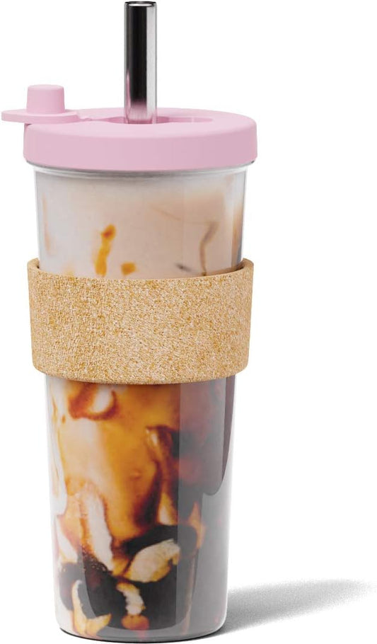 Dodoko Sage Green 24 oz Reusable Boba Cup and Straw Bubble Tea Cup with Wide Lid and Straw