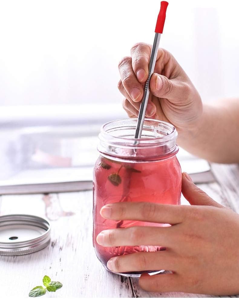 Set of 10 Stainless Steel Straws, HuaQi Straight Reusable Drinking Straws 10.5'' Long 0.24‘’ Dia for 30 oz Tumbler and 20 oz Tumbler, 2 Cleaning Brush Included (10 Straight Straw + 2 Brushes）