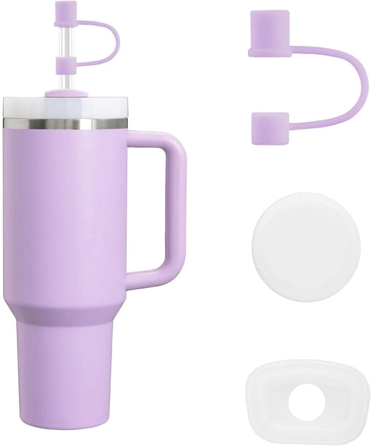 MOLOSLEEVE 21 Colors Straw Toppers Include A Set of Leak-proof Plugs, for Stanley Straw Covers Cap for Stanley Cup 2.0 30oz, 40oz, Silicone, Dust-Proof （Clear）