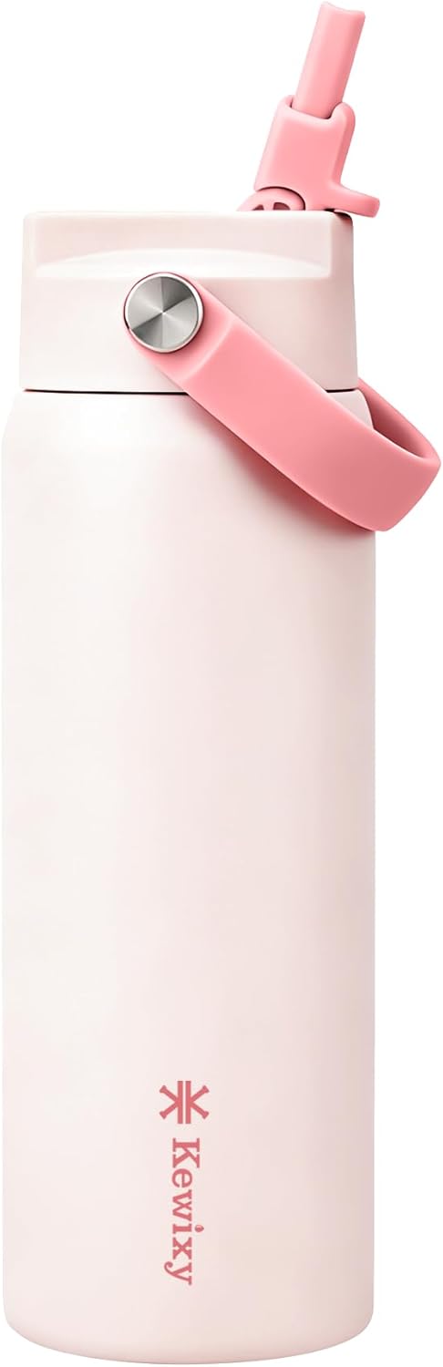 KEWIXY Pickleball Water Bottle 32 oz Insulated, Stainless Steel with Straw, Leak Proof, Keep Cold 24H, Vacuum, Pickleball Gifts for Pickleball Players, Pickleball Lovers, Women Girls Sport