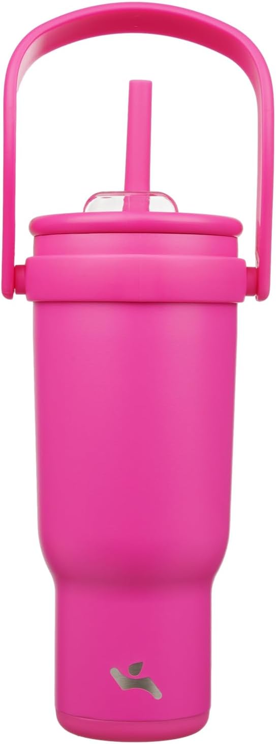 Konokyo 30 oz Tumbler with Side Handle, Insulated Water Bottle with Straw and 2 in 1 Lid, Stainless Steel Cup Travel Coffee Mug for Sports Office Gym,Purple