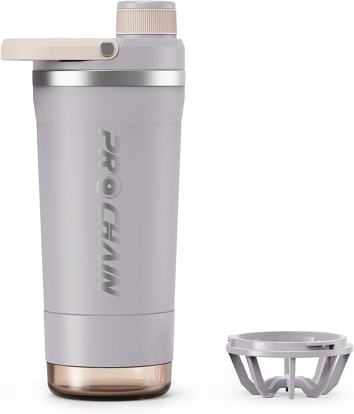 PROCHAIN Insulated Stainless Steel Shaker Bottle, Metal Shaker Cup for Protein Shakes with Storage, Leak-Proof Twist Lock Lid, Perfect for Gym Sports, 20 oz