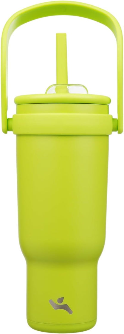 Konokyo 30 oz Tumbler with Side Handle, Insulated Water Bottle with Straw and 2 in 1 Lid, Stainless Steel Cup Travel Coffee Mug for Sports Office Gym,Purple