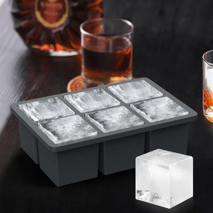 ROTTAY Ice Cube Trays (Set of 2), Sphere Ice Ball Maker with Lid & Large Square Ice Cube Maker for Whiskey, Cocktails and Homemade, Keep Drinks Chilled Black