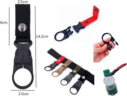 4PCS Bottle Clip Hanging Portable Water Bottle Ring Holder Keychain Mineral Water Bottle Clip for Backpack Belt Nylon Webbing Strap for Outdoor Tactical Camping Hiking
