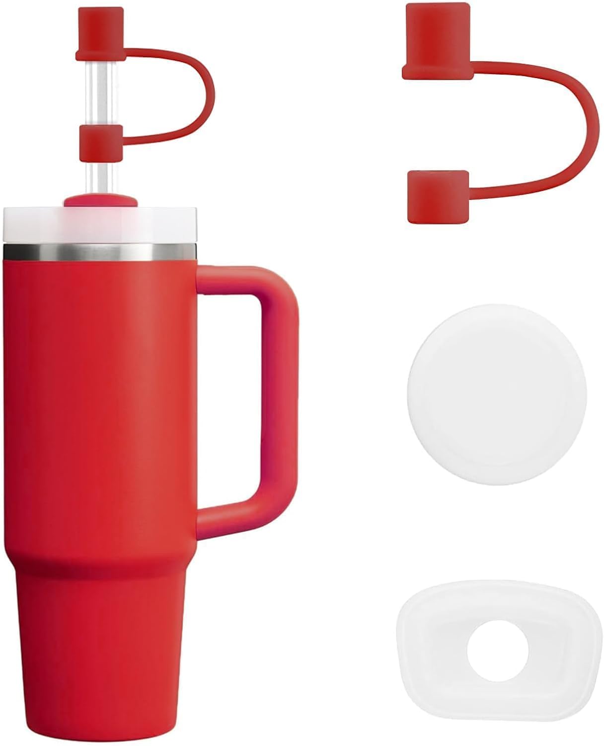 MOLOSLEEVE 21 Colors Straw Toppers Include A Set of Leak-proof Plugs, for Stanley Straw Covers Cap for Stanley Cup 2.0 30oz, 40oz, Silicone, Dust-Proof （Clear）